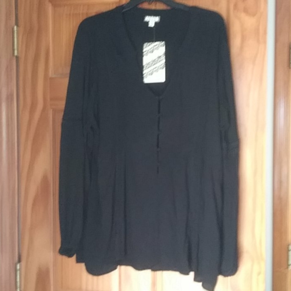 Flowing Black Boho Peasant 1X